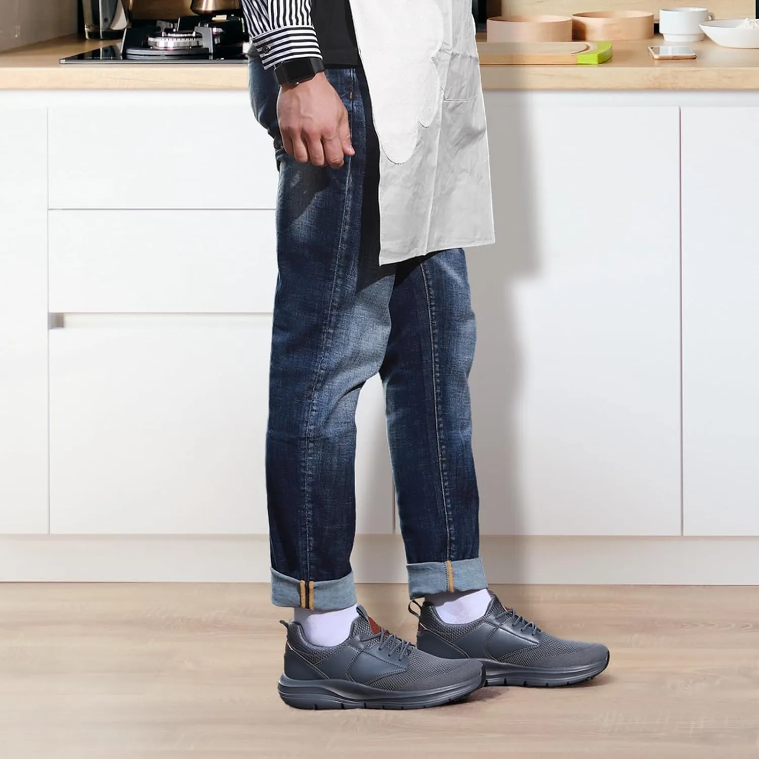Mens Non Slip Work Whoes Slip Resistant Restaurant Waterproof Shoes Food Service Chef Kitchen Breathable Walking Sneakers