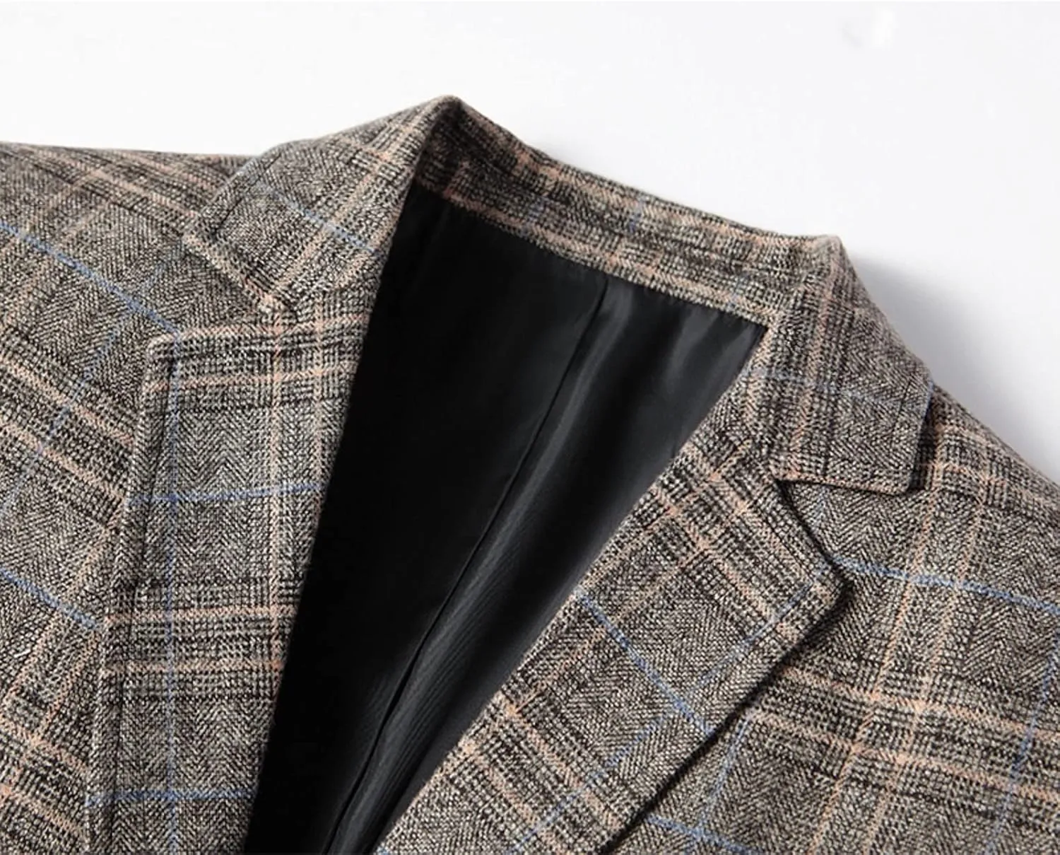 Mens Plaid Sport Coat Slim Classic Fit Two Button Checkered Blazer Lightweight Comfy Lapel Business Casual Daily Suit Jacket