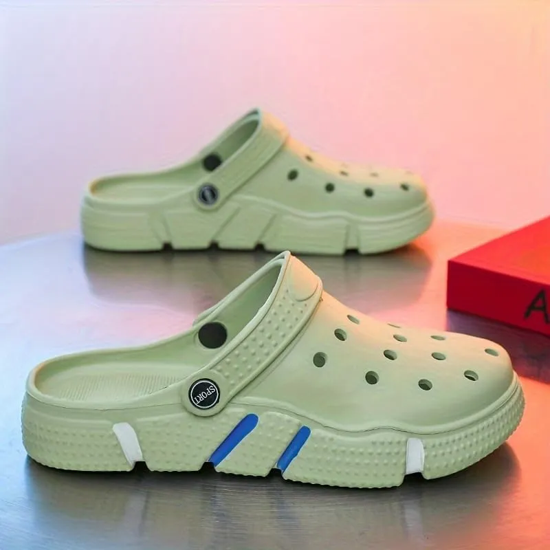 Men's Plus Size Lightweight Non-Slip EVA Clogs - Breathable Slides with Adjustable Buckle, Comfortable Beach & Garden Shoes for Casual Outdoor Use