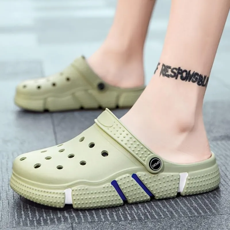 Men's Plus Size Lightweight Non-Slip EVA Clogs - Breathable Slides with Adjustable Buckle, Comfortable Beach & Garden Shoes for Casual Outdoor Use