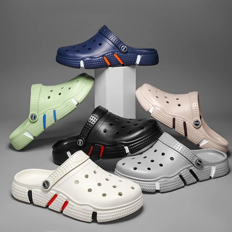 Men's Plus Size Lightweight Non-Slip EVA Clogs - Breathable Slides with Adjustable Buckle, Comfortable Beach & Garden Shoes for Casual Outdoor Use