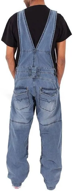 Men's Rigid Denim Bib Overall Fashion Slim Fit Jumpsuit Work Big and Tall Relaxed fit Stretch