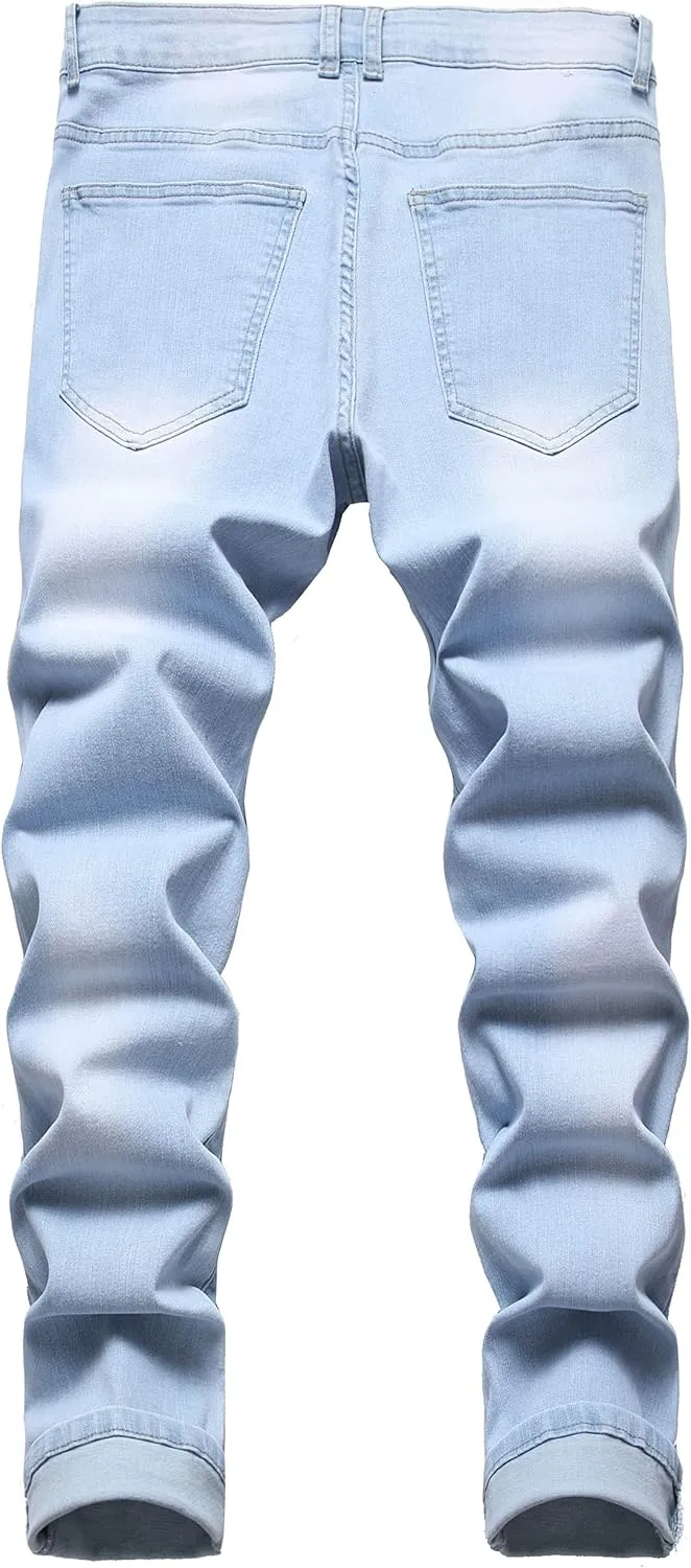 Men's Ripped Jeans Slim Fit Stretch Jeans Distressed Fashion Comfort Pants