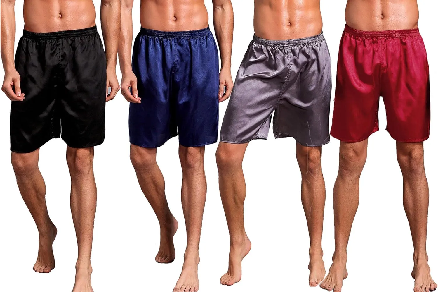 Mens Satin Boxer Shorts Pajamas Shorts Sleepwear Boxers Underwear Beach Shorts