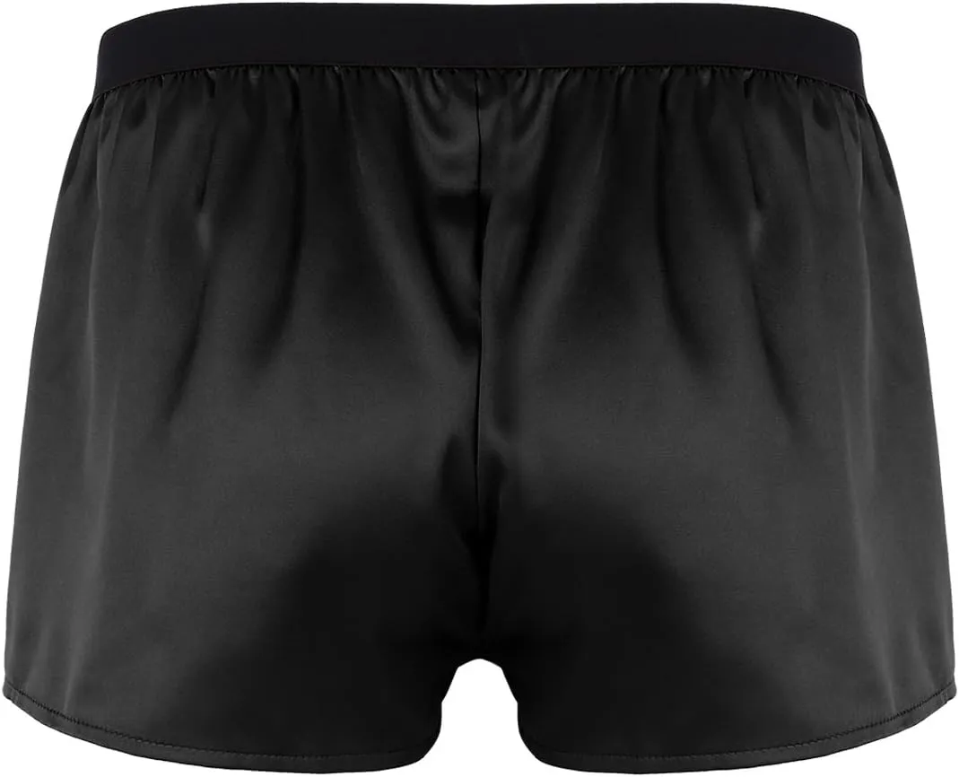 Men's Shiny Satin Boxer Shorts Silk Underwear Sleepwear Pajamas Shorts Beach Shorts