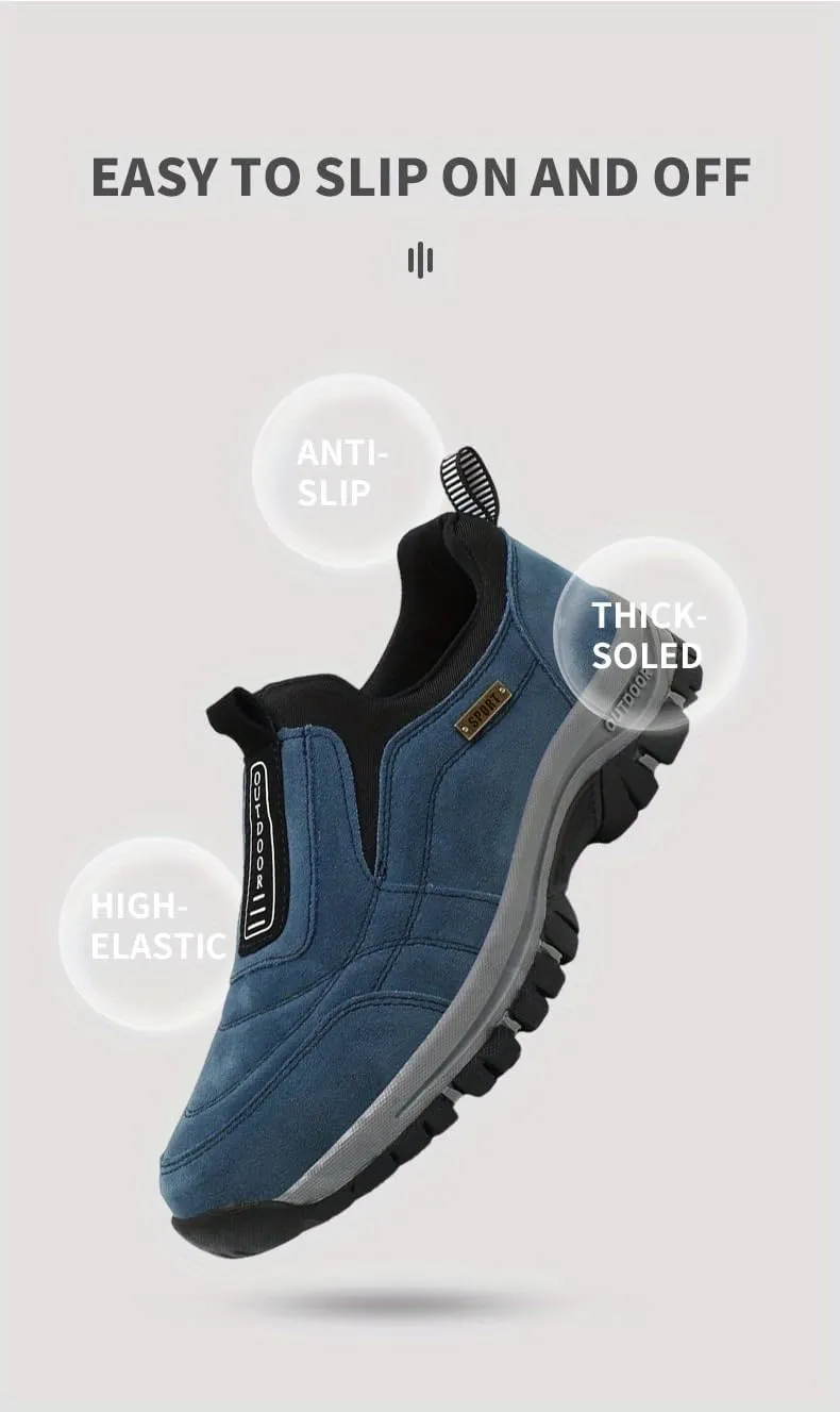 Men's Slip-On Hiking Sneakers, Wear-Resistant Non-Slip Outdoor Shoes for Hunting Trekking