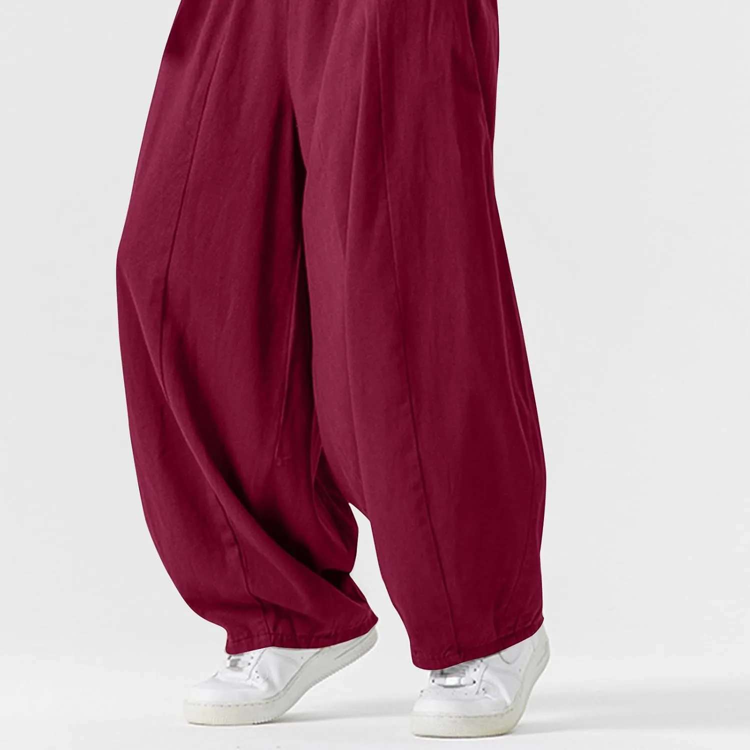 Men's Streetwear Pants Plus Size Fashion Loose Fit Comfy Wide Leg Pant Casual Solid Color Beach Comfy Light Trouser