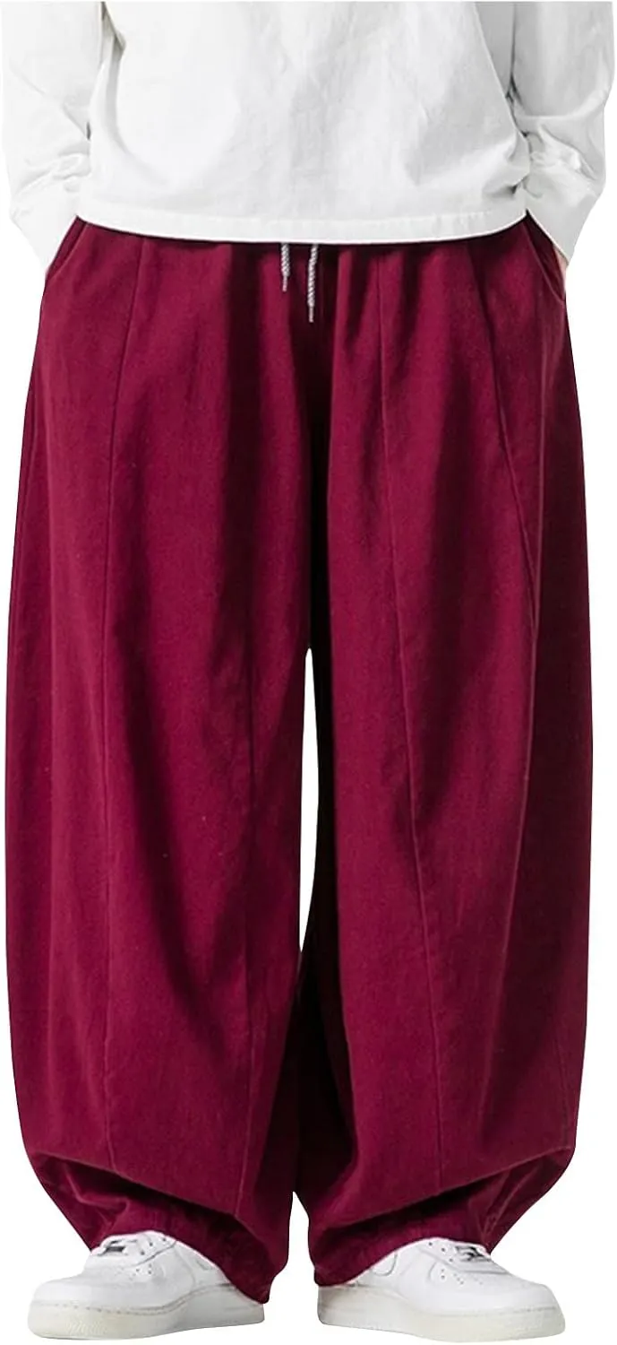 Men's Streetwear Pants Plus Size Fashion Loose Fit Comfy Wide Leg Pant Casual Solid Color Beach Comfy Light Trouser
