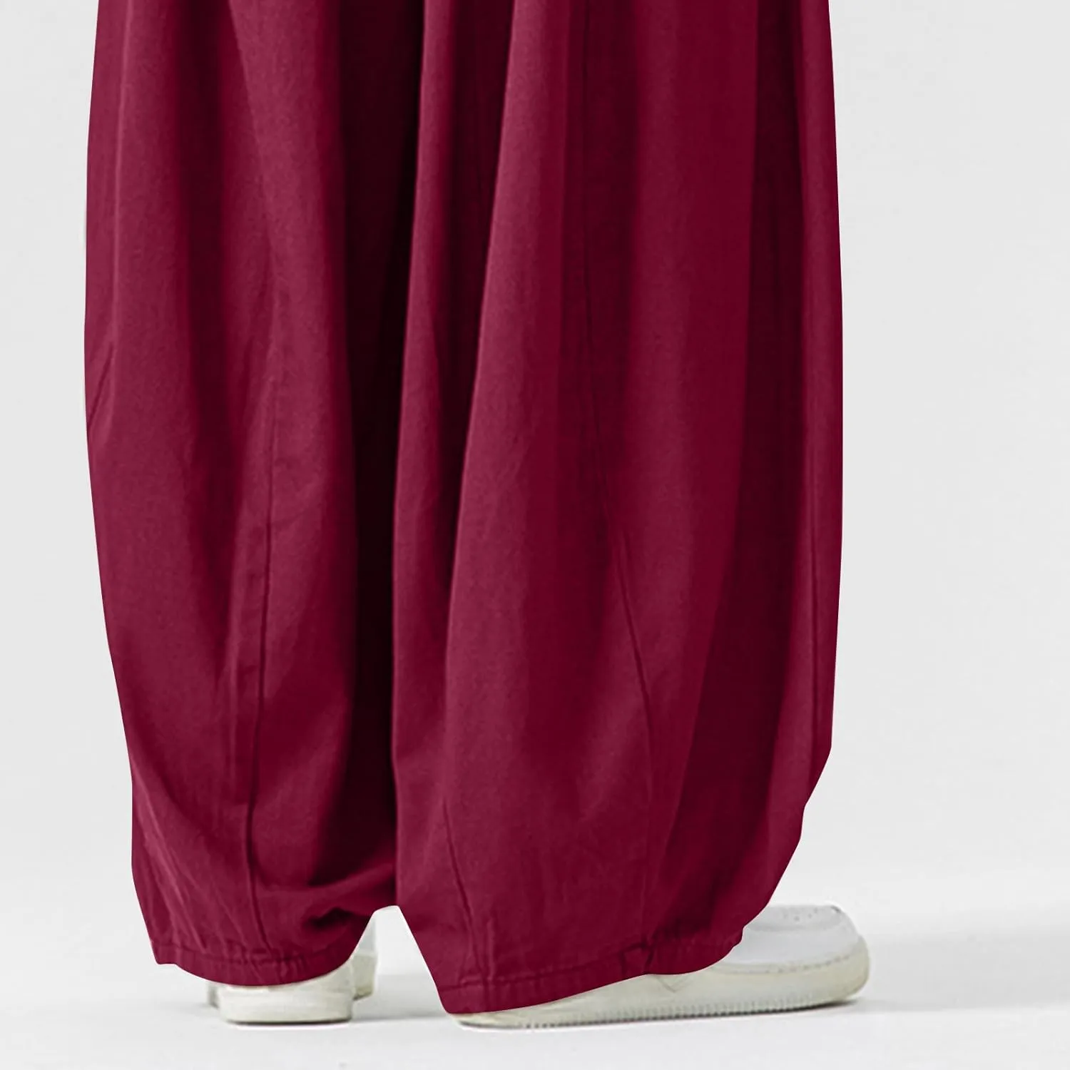 Men's Streetwear Pants Plus Size Fashion Loose Fit Comfy Wide Leg Pant Casual Solid Color Beach Comfy Light Trouser