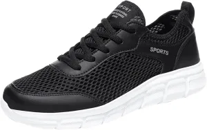 Men's Walking Shoes White Leather Sneakers Men's Casual Sneakers Mesh Breathable Walking Shoes Comfortable Casual Tennis New Running Athletic