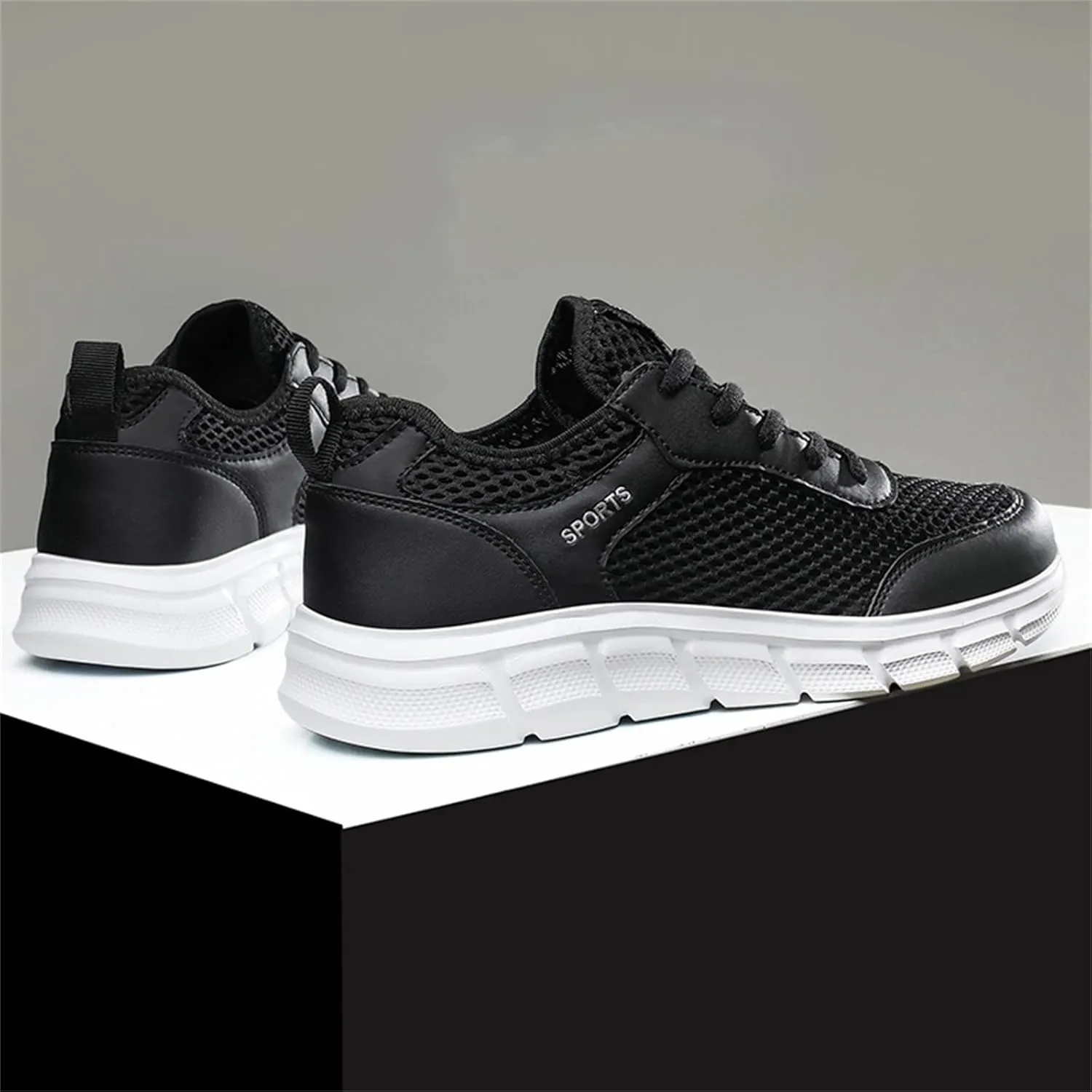 Men's Walking Shoes White Leather Sneakers Men's Casual Sneakers Mesh Breathable Walking Shoes Comfortable Casual Tennis New Running Athletic