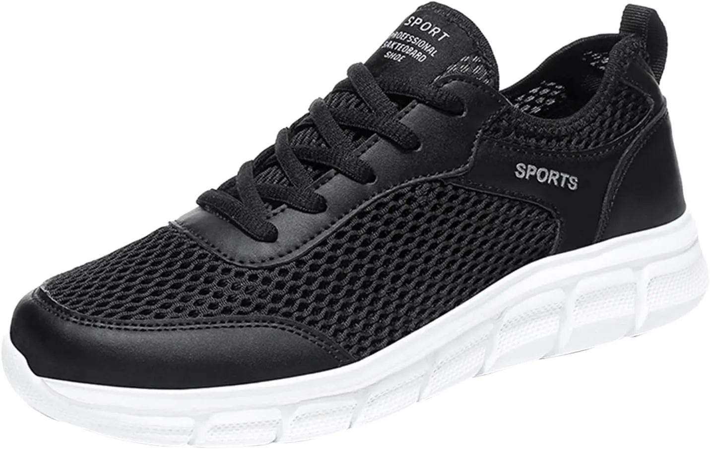 Men's Walking Shoes White Leather Sneakers Men's Casual Sneakers Mesh Breathable Walking Shoes Comfortable Casual Tennis New Running Athletic