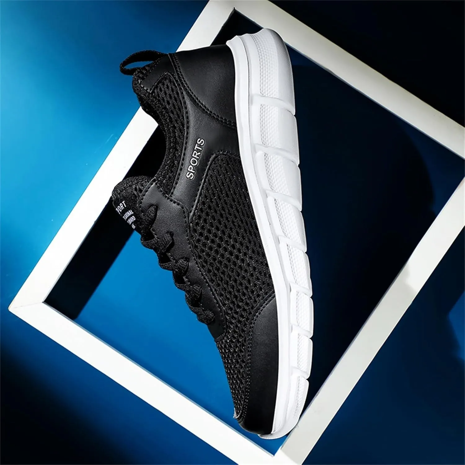 Men's Walking Shoes White Leather Sneakers Men's Casual Sneakers Mesh Breathable Walking Shoes Comfortable Casual Tennis New Running Athletic