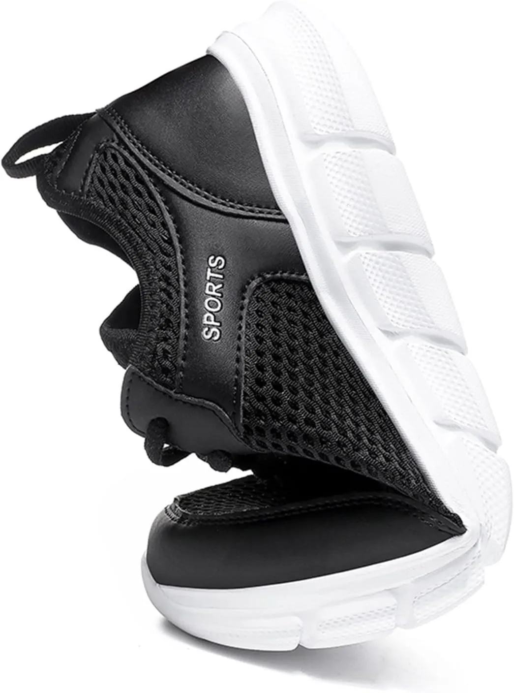 Men's Walking Shoes White Leather Sneakers Men's Casual Sneakers Mesh Breathable Walking Shoes Comfortable Casual Tennis New Running Athletic