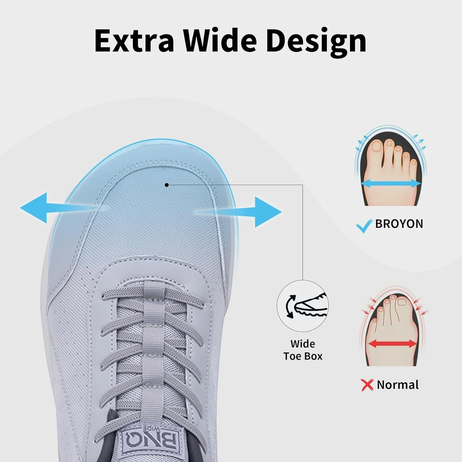 Mens Wide Toe Box Walking Shoes Arch Support Tennis Sneakers Zero Drop Minimalist Casual Shoes Size 7-12