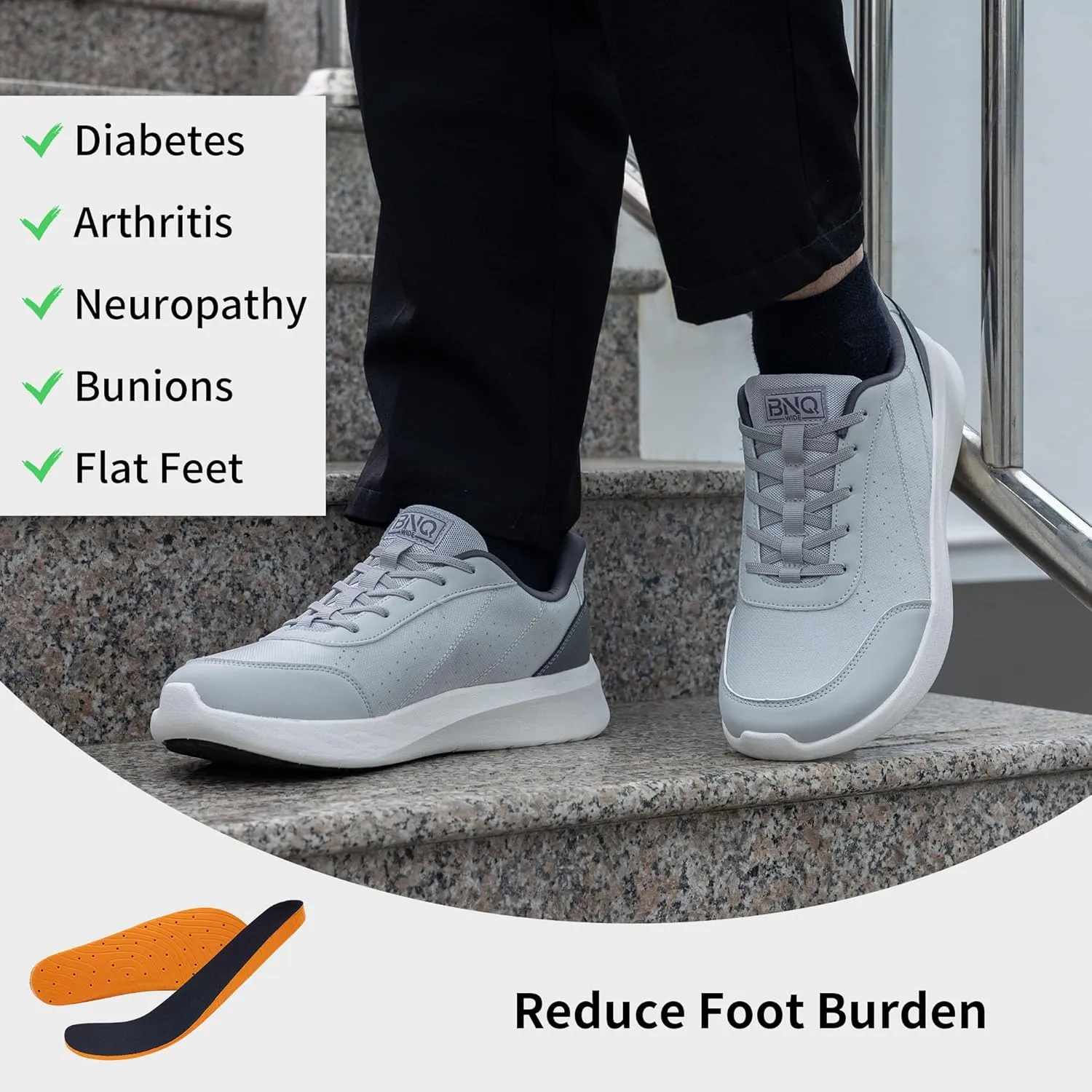 Mens Wide Toe Box Walking Shoes Arch Support Tennis Sneakers Zero Drop Minimalist Casual Shoes Size 7-12