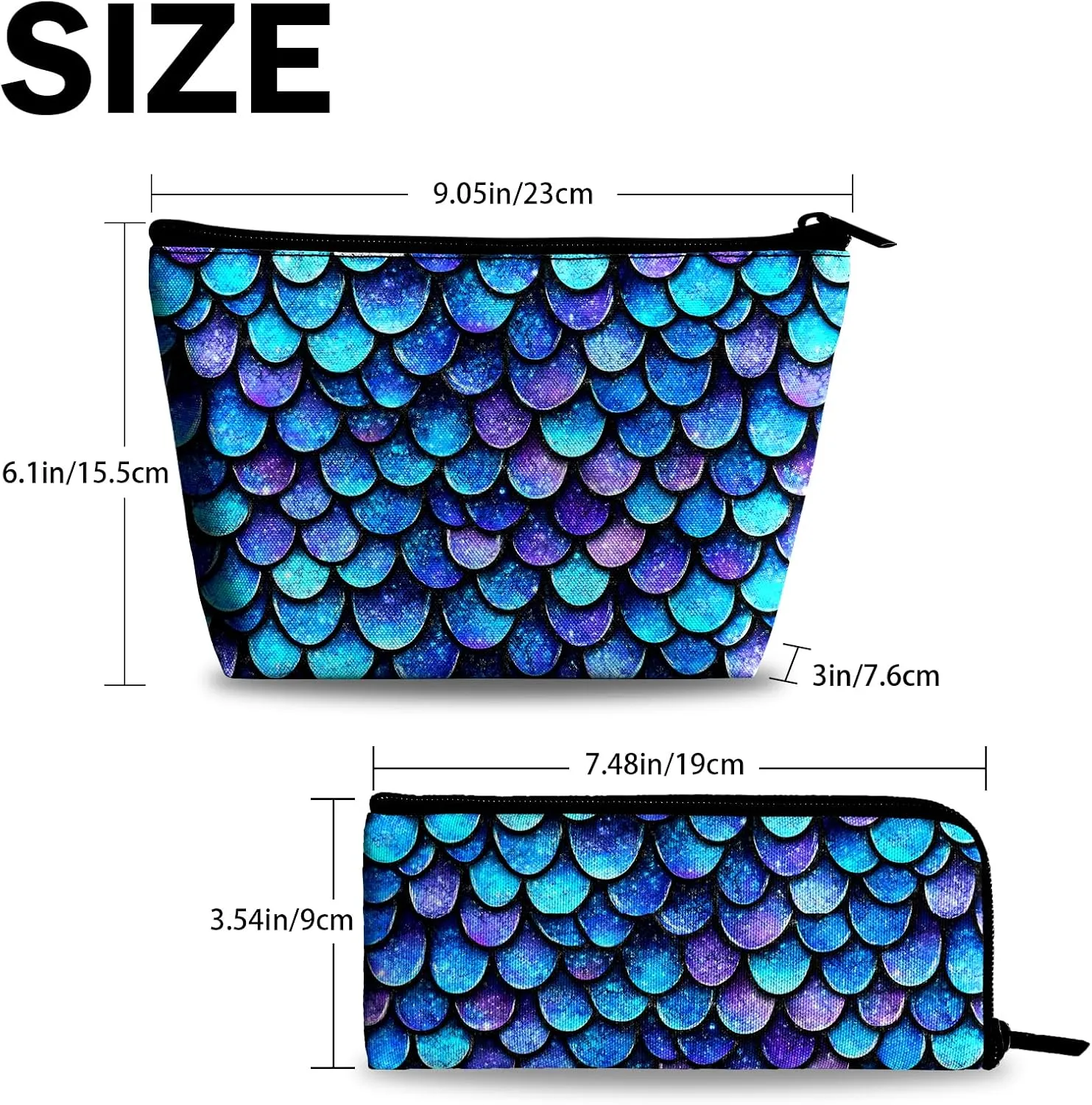 Mermaid Scales Travel Bag Makeup Bags for Women Teens Girls Cosmetic Pouch Big Capacity Cosmetic Bags for Purse