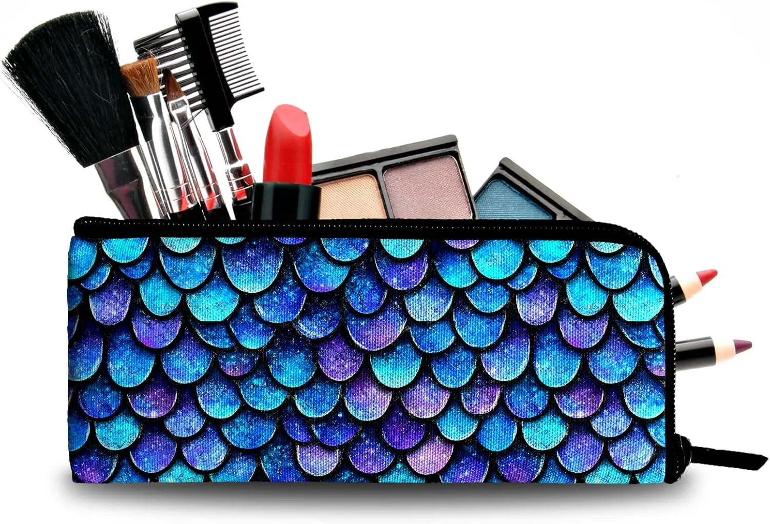 Mermaid Scales Travel Bag Makeup Bags for Women Teens Girls Cosmetic Pouch Big Capacity Cosmetic Bags for Purse