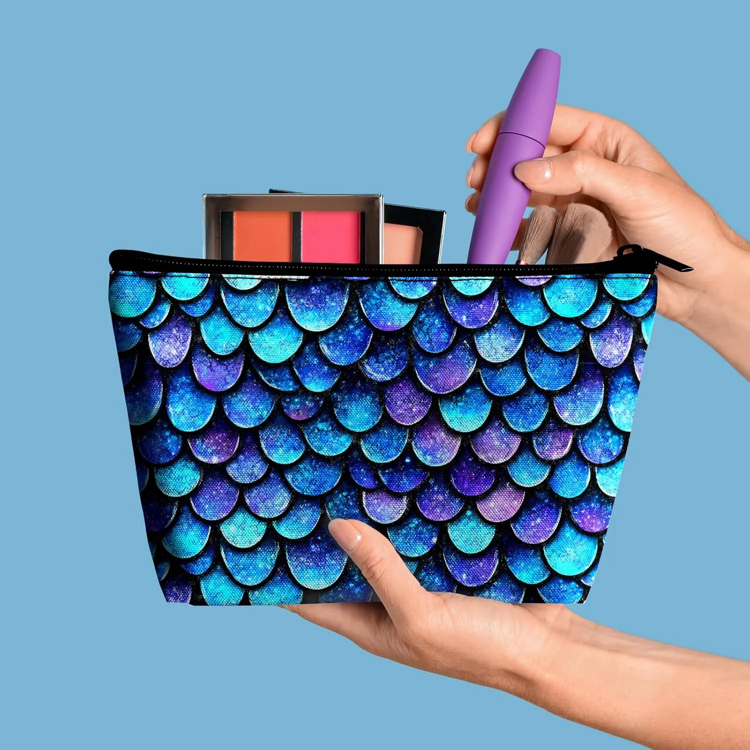 Mermaid Scales Travel Bag Makeup Bags for Women Teens Girls Cosmetic Pouch Big Capacity Cosmetic Bags for Purse