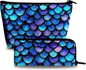 Mermaid Scales Travel Bag Makeup Bags for Women Teens Girls Cosmetic Pouch Big Capacity Cosmetic Bags for Purse