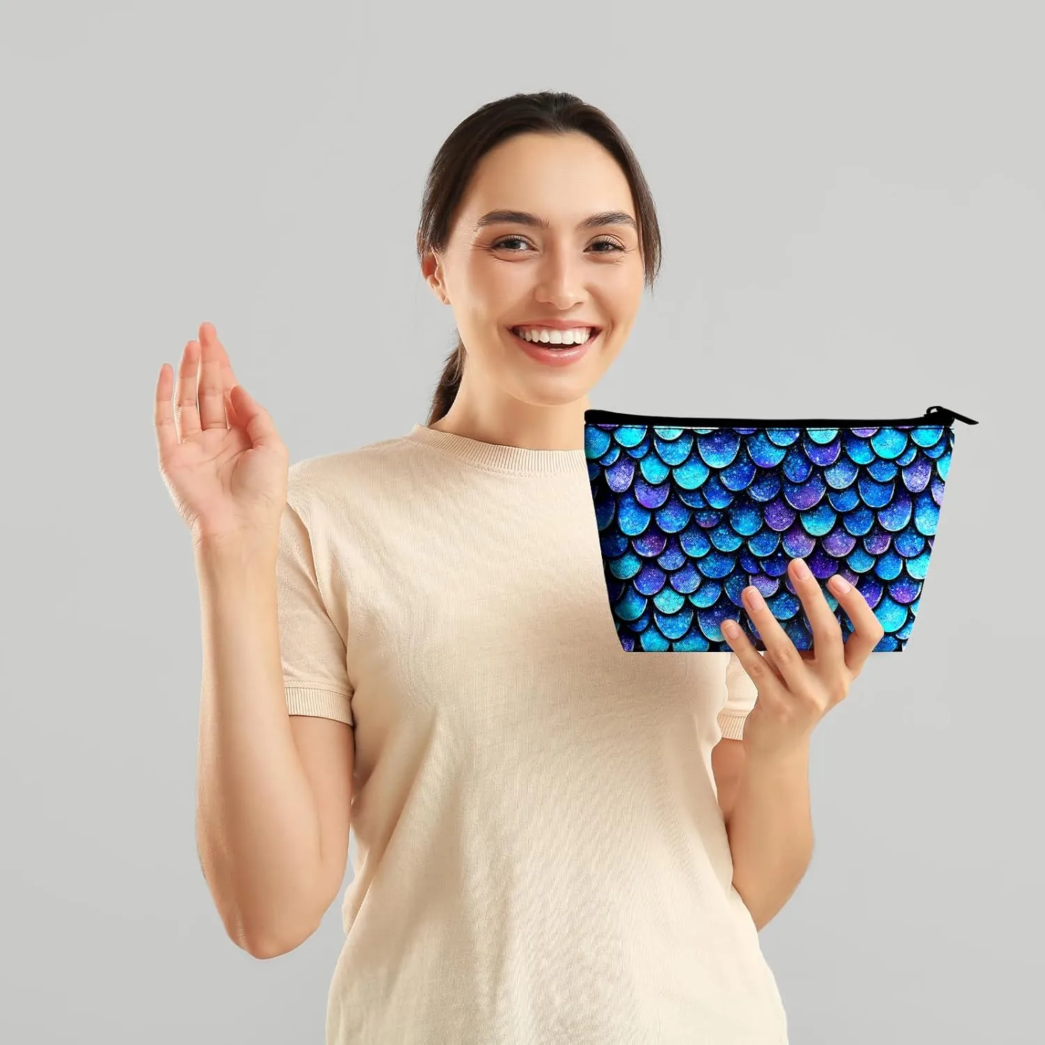 Mermaid Scales Travel Bag Makeup Bags for Women Teens Girls Cosmetic Pouch Big Capacity Cosmetic Bags for Purse