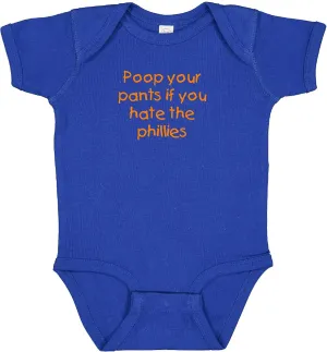 Mets Fan Poop Your Pants if You Hate the Phillies Funny Baby Bodysuit Outfit Gift