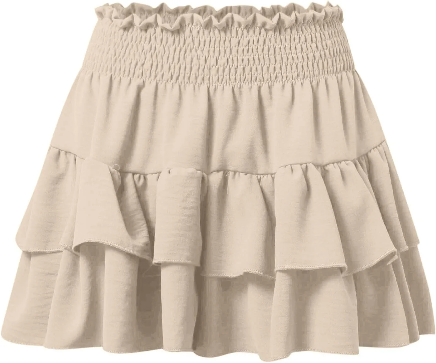 Mini Skirts for Women Summer High Waisted Ruffle Tiered Skorts Boho Flowy Linen Mini Skirts Beach Vacation Skirt