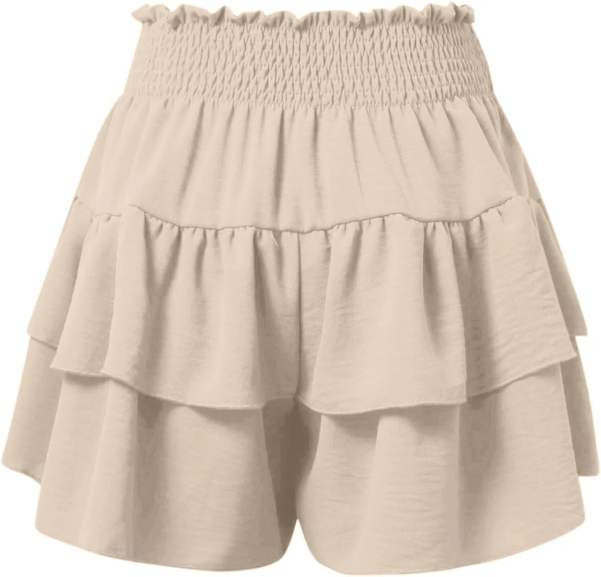 Mini Skirts for Women Summer High Waisted Ruffle Tiered Skorts Boho Flowy Linen Mini Skirts Beach Vacation Skirt