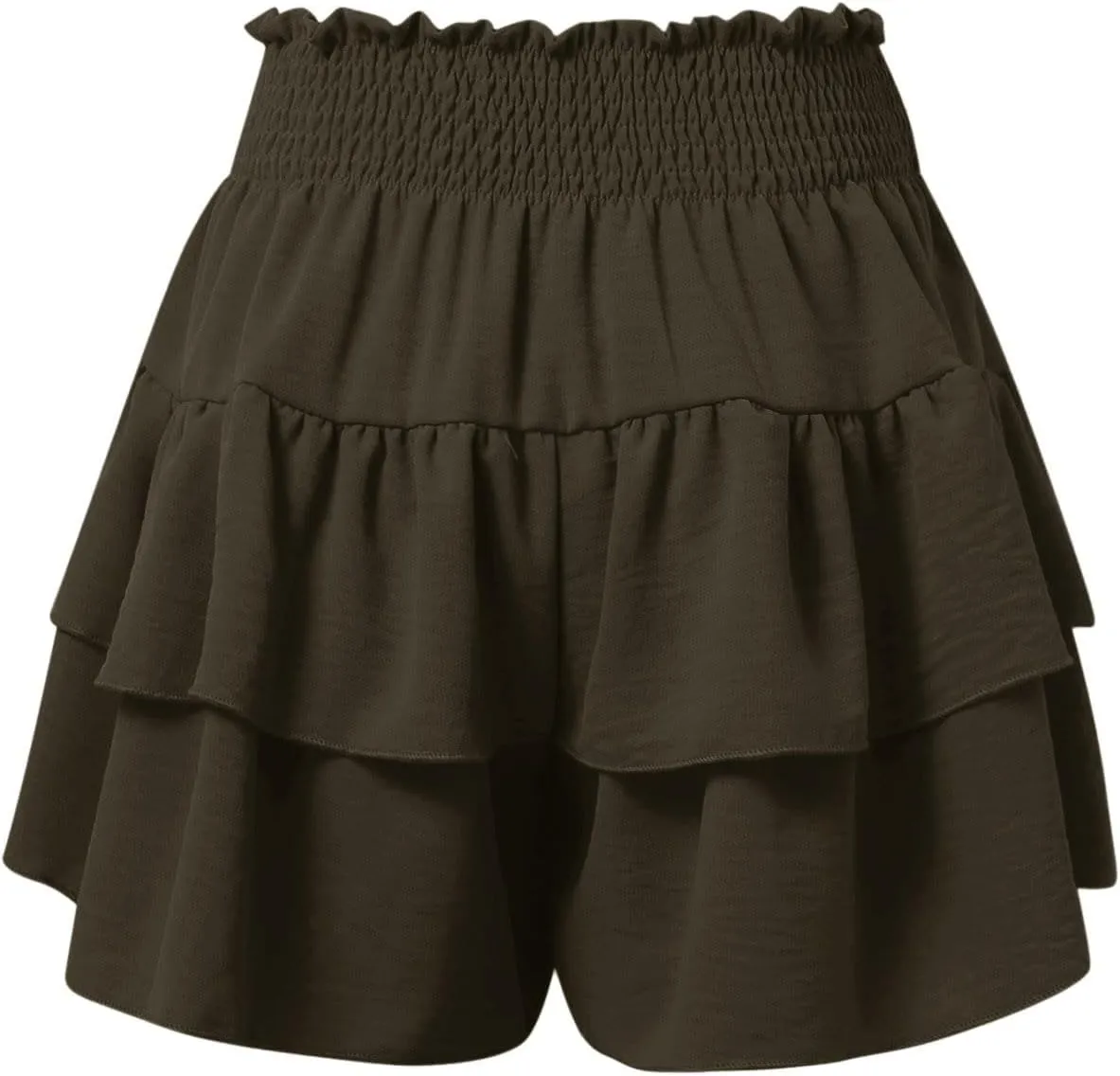 Mini Skirts for Women Summer High Waisted Ruffle Tiered Skorts Boho Flowy Linen Mini Skirts Beach Vacation Skirt