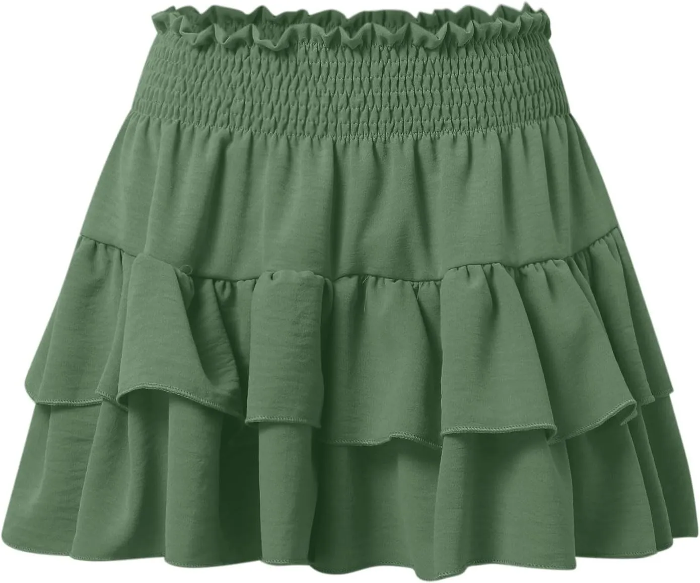 Mini Skirts for Women Summer High Waisted Ruffle Tiered Skorts Boho Flowy Linen Mini Skirts Beach Vacation Skirt