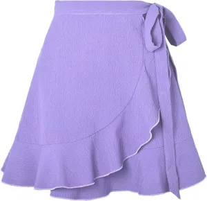 Mini Skirts Women Ruffle Trim Side Tie Knot Lounge Skirt Loose Baggy Trendy Flowy Sexy Short Skirts for Vacation