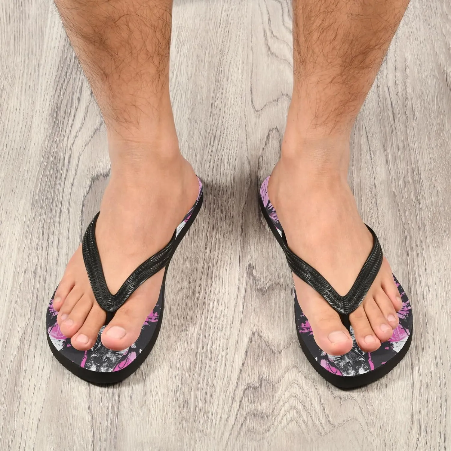 MNSRUU Flip Flops for Women Men Butterfly Black Flip Flops Womens Slides Men Sandals Shower Slippers Summer Non-Slip Flipflops for Swim Beach Bathroom, XS