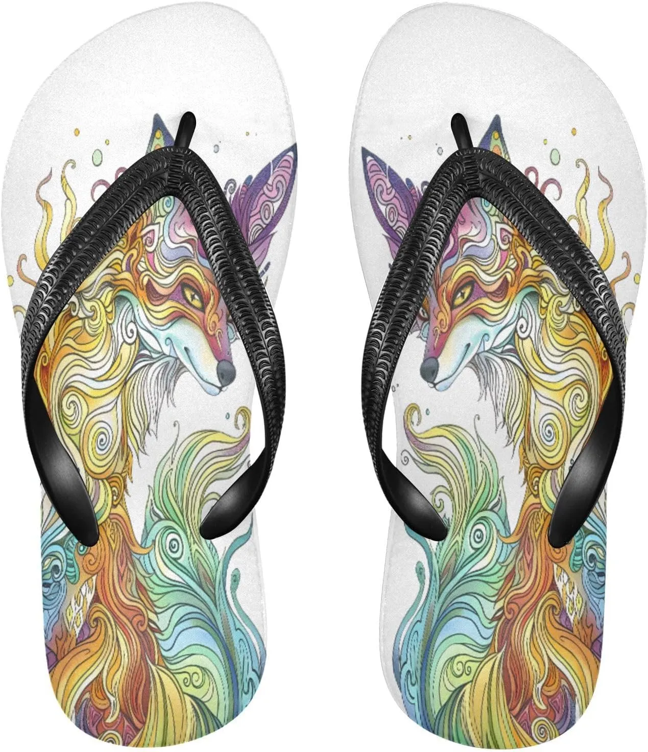 MNSRUU Flip Flops for Women Men Butterfly Black Flip Flops Womens Slides Men Sandals Shower Slippers Summer Non-Slip Flipflops for Swim Beach Bathroom, XS