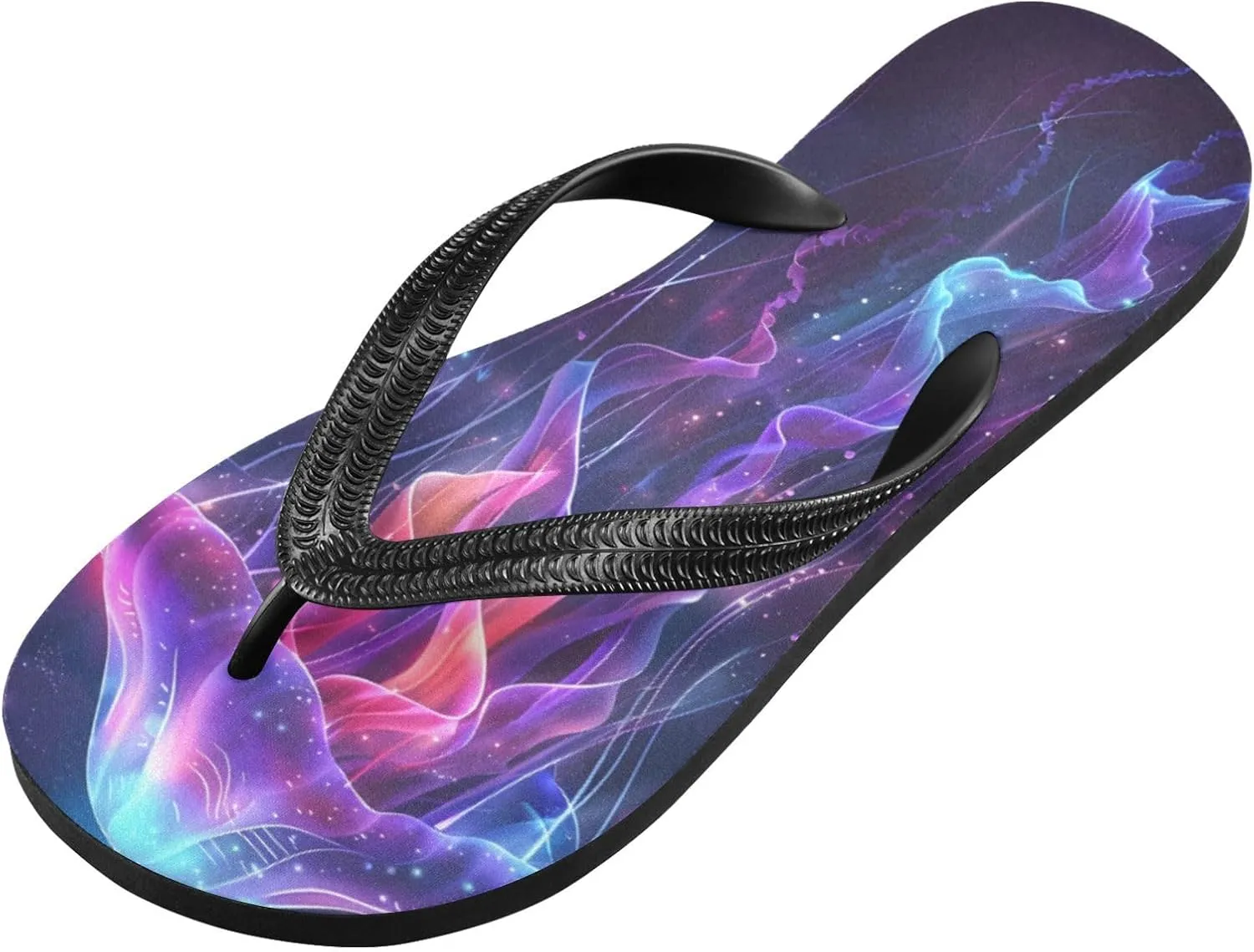 MNSRUU Flip Flops for Women Men Butterfly Black Flip Flops Womens Slides Men Sandals Shower Slippers Summer Non-Slip Flipflops for Swim Beach Bathroom, XS