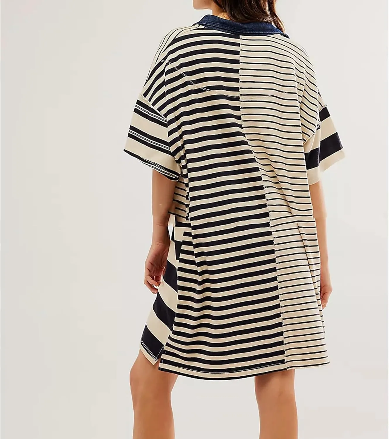 MOLERFO Striped T Shirt Dress Casual Summer Mini Dress Short Beach Sundress Women Short Sleeve Oversized Y2k Dress