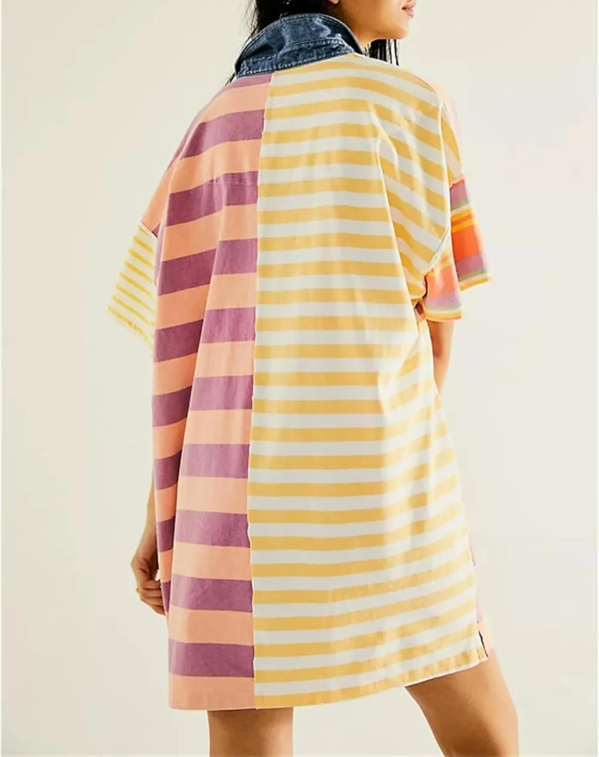 MOLERFO Striped T Shirt Dress Casual Summer Mini Dress Short Beach Sundress Women Short Sleeve Oversized Y2k Dress