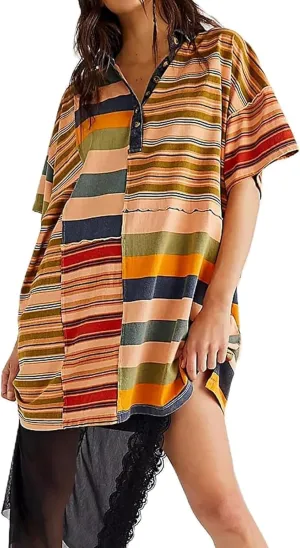 MOLERFO Striped T Shirt Dress Casual Summer Mini Dress Short Beach Sundress Women Short Sleeve Oversized Y2k Dress