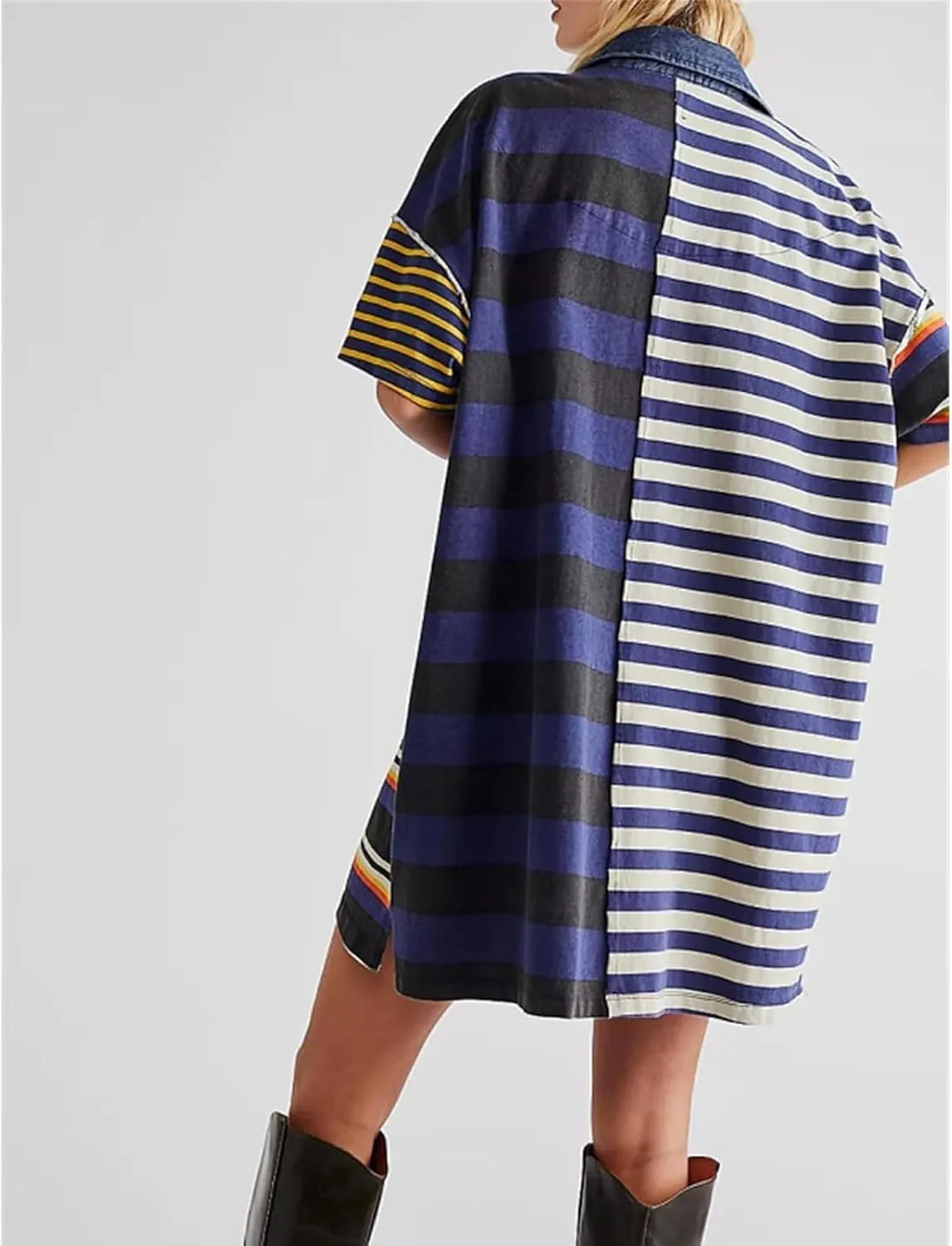 MOLERFO Striped T Shirt Dress Casual Summer Mini Dress Short Beach Sundress Women Short Sleeve Oversized Y2k Dress