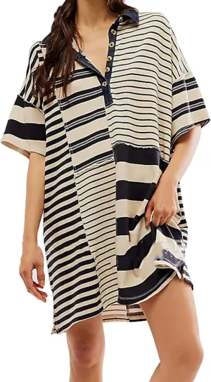 MOLERFO Striped T Shirt Dress Casual Summer Mini Dress Short Beach Sundress Women Short Sleeve Oversized Y2k Dress