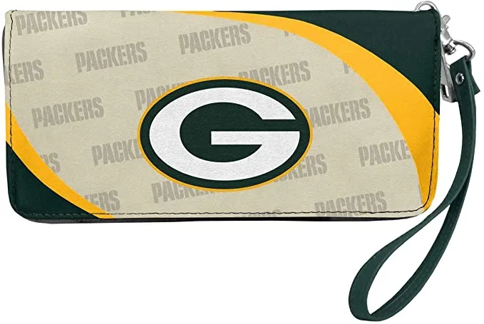 NFL Green Bay Packers Curve Zip Organizer Wallet with Detachable Wrist Strap