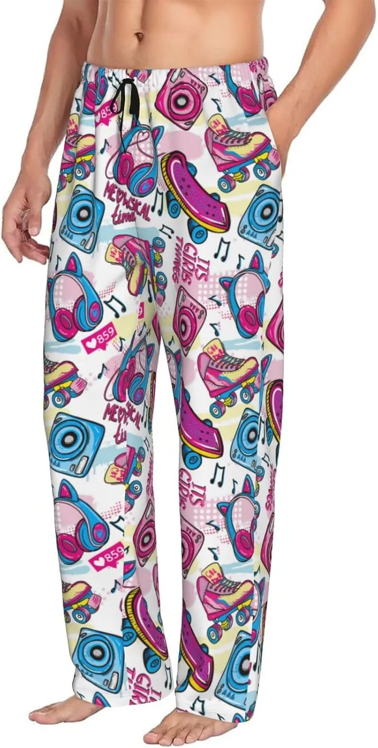 Novastar Mens Pajama Pants Bottoms With Pockets- Cute Cartoon Skateboard Shoes Soft Mens Pj Pants, Comfy Men Lounge Pants