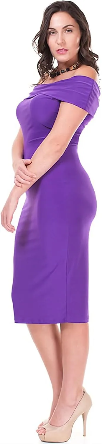 Nyteez Women's Plus Size Dress Off Shoulder Midi Bodycon Pencil Cocktail Party