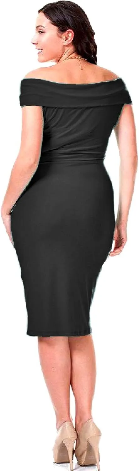 Nyteez Women's Plus Size Dress Off Shoulder Midi Bodycon Pencil Cocktail Party