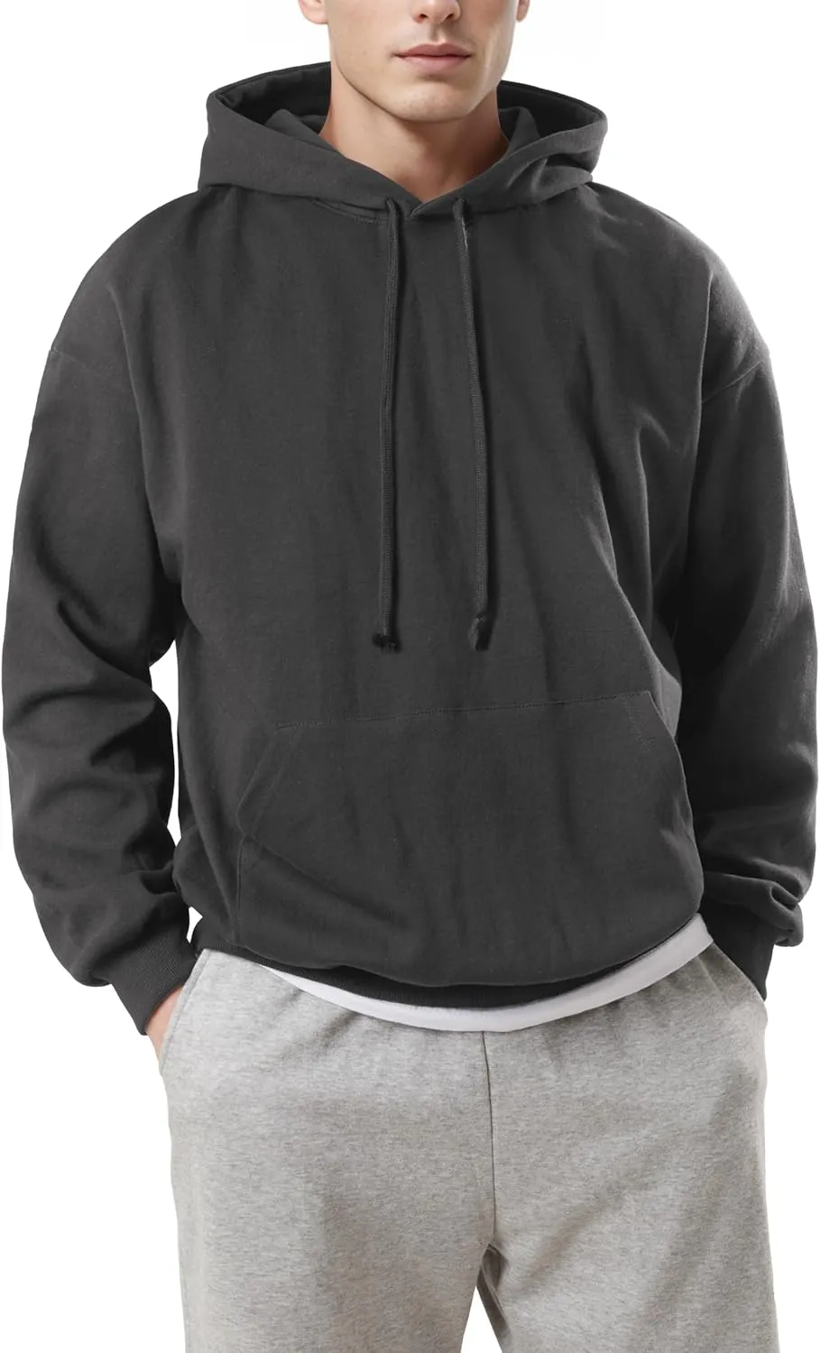Ohoo Mens Hoodie Pullover Heavyweight Thick Fleece Lined Warm Hoodies Relaxed Fit Workout Hooded Sweatshirt