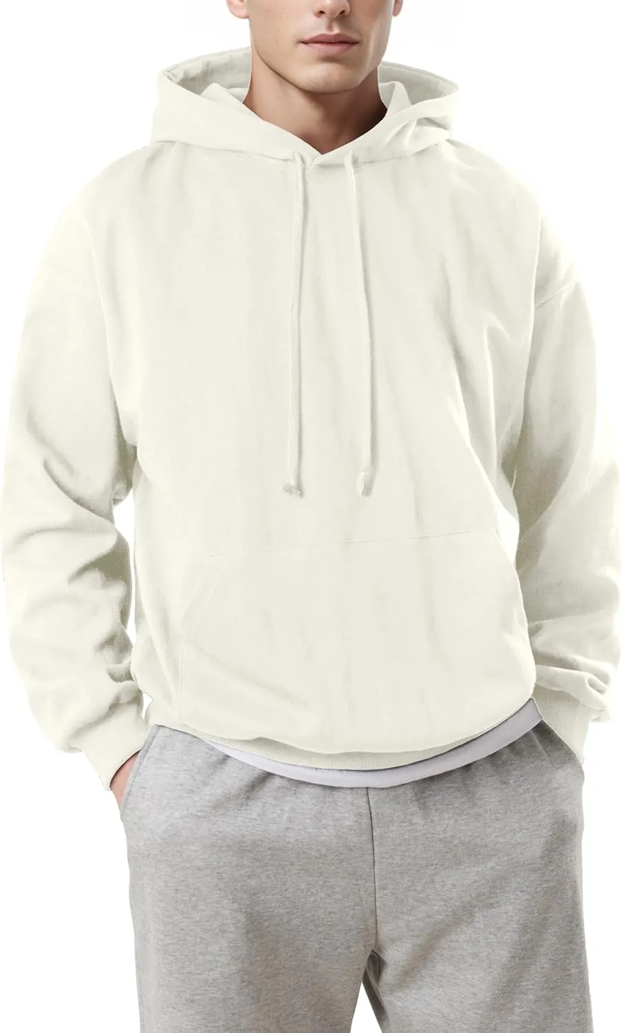 Ohoo Mens Hoodie Pullover Heavyweight Thick Fleece Lined Warm Hoodies Relaxed Fit Workout Hooded Sweatshirt
