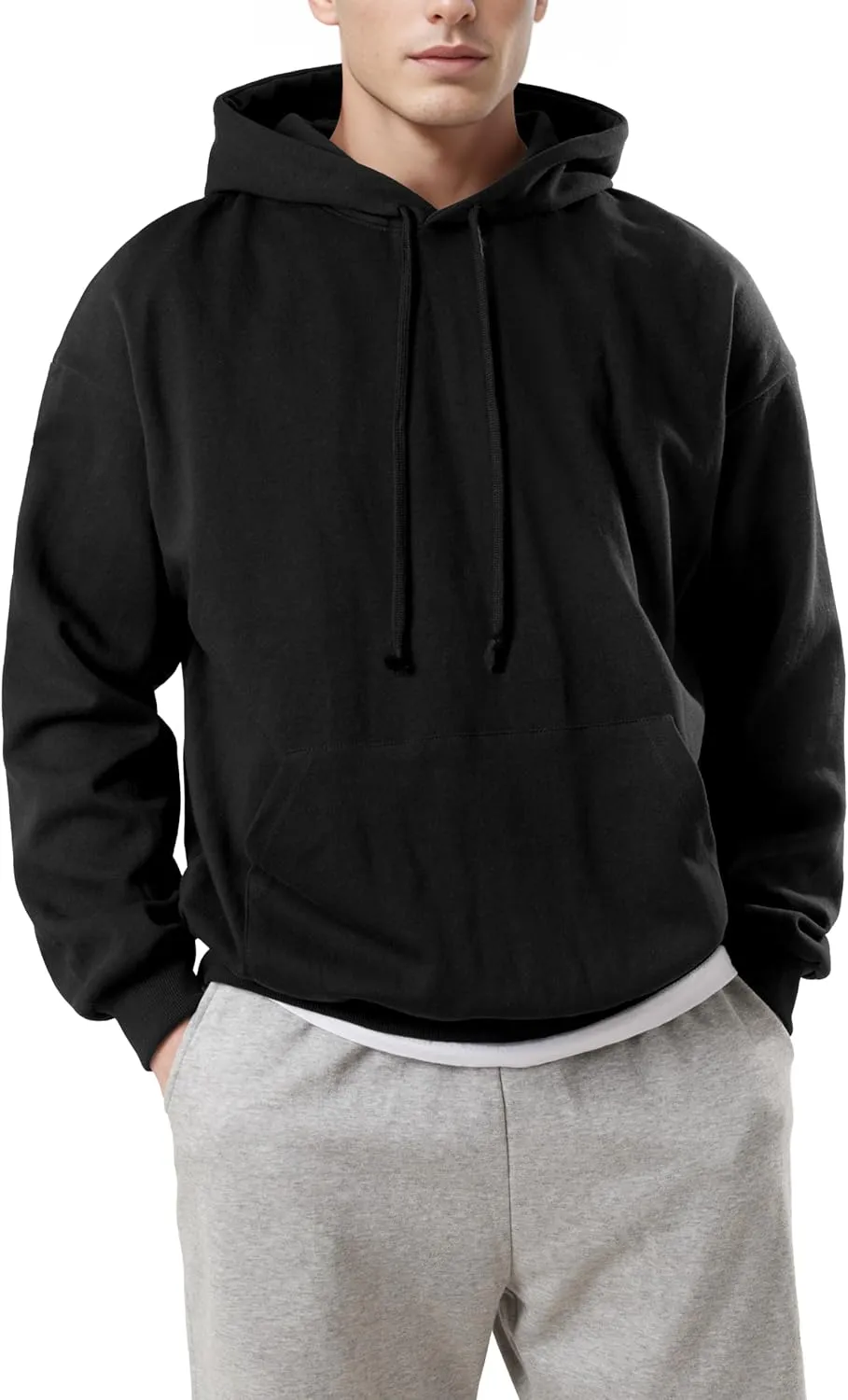 Ohoo Mens Hoodie Pullover Heavyweight Thick Fleece Lined Warm Hoodies Relaxed Fit Workout Hooded Sweatshirt