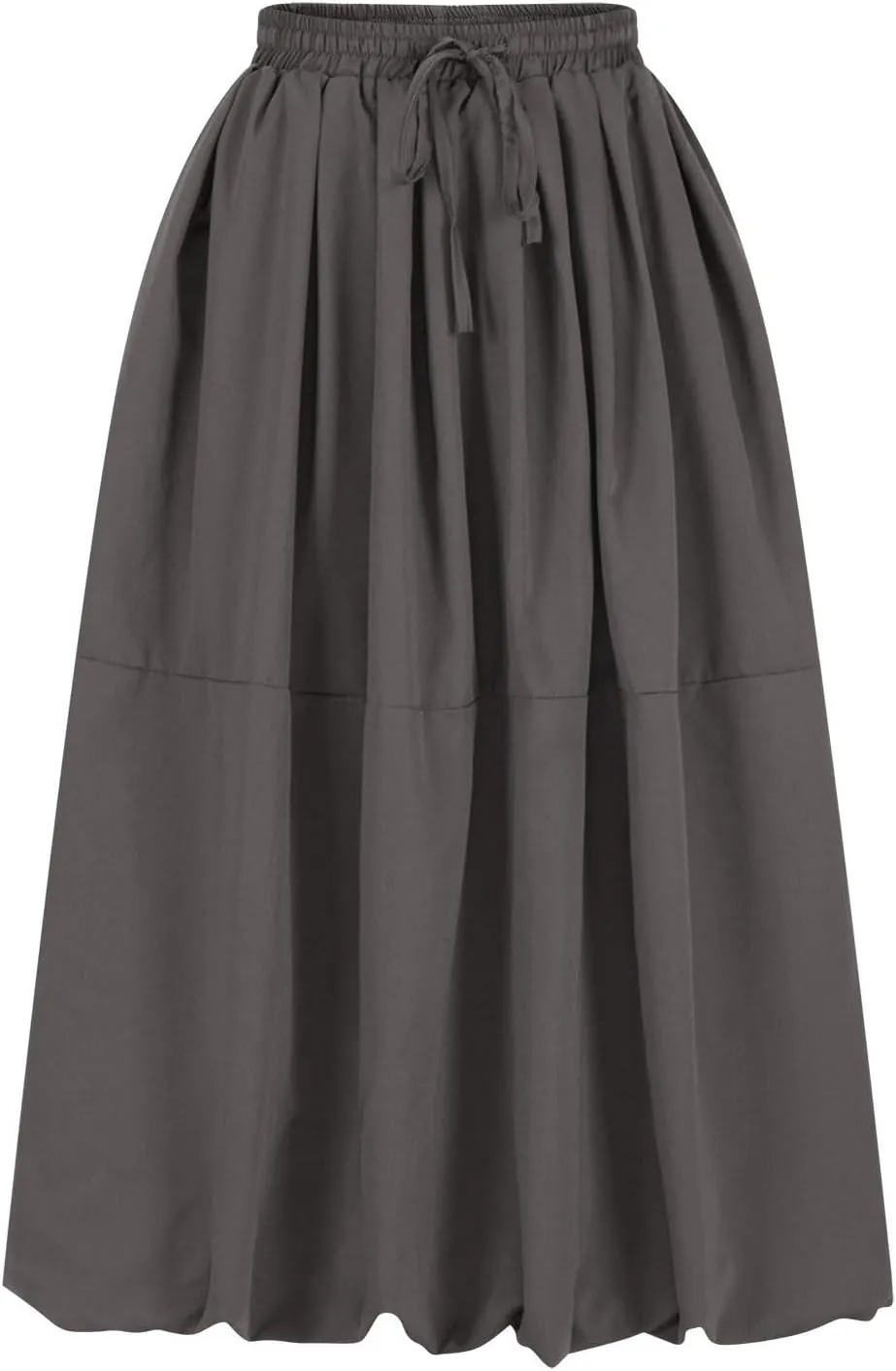 Oplxuo Y2K Bubble Maxi Skirts for Women A Line Long Pleated Casual Fall Skirts Elastic Waist Balloon Midi Skirt with Pockets