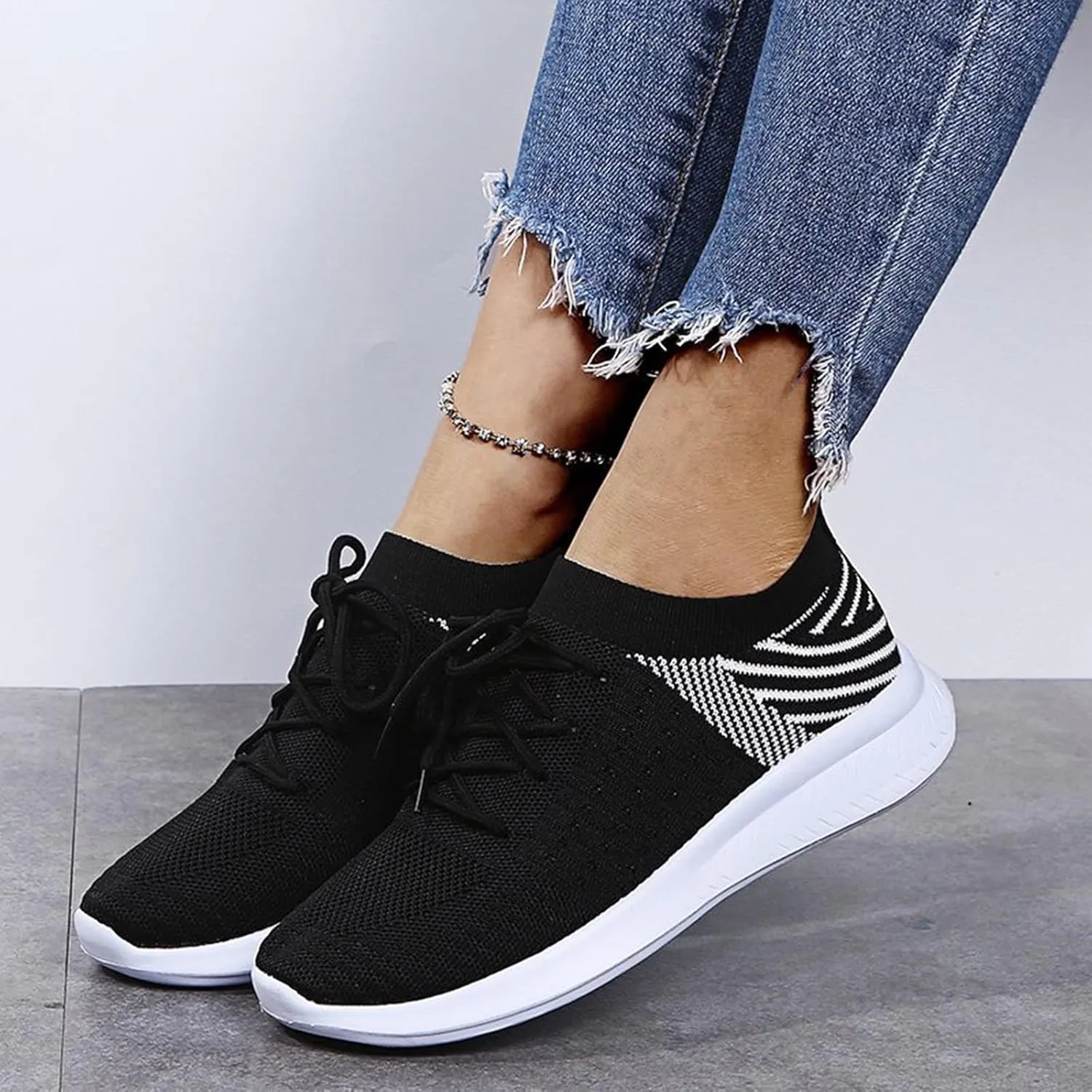 Optigard Women's Casual Lace Up Sneakers Mesh Breathable Daily Walking Shoes, Lightweight & Comfort Memory Foam Gym Wide Width Running Shoes