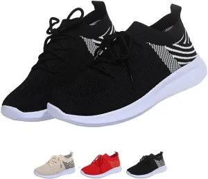 Optigard Women's Casual Lace Up Sneakers Mesh Breathable Daily Walking Shoes, Lightweight & Comfort Memory Foam Gym Wide Width Running Shoes