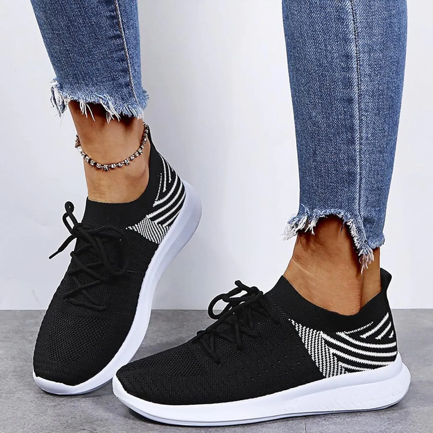 Optigard Women's Casual Lace Up Sneakers Mesh Breathable Daily Walking Shoes, Lightweight & Comfort Memory Foam Gym Wide Width Running Shoes